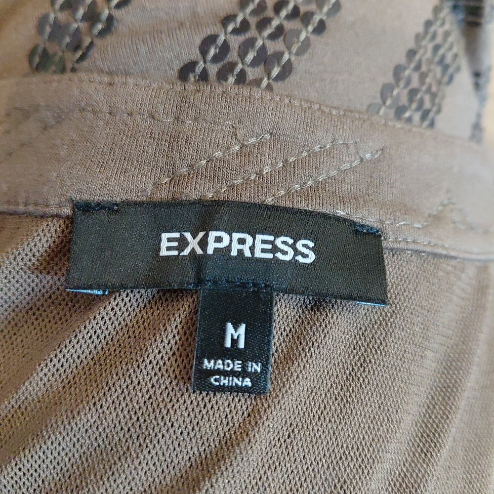 Express Sequin Geometric Pattern Dress Brown Sz M - image 3